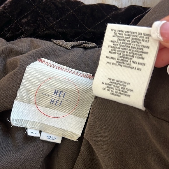 ANTHROPOLOGIE l Hei Hei Taupe Brown Todra Crushed Velvet Neck Lined Cape M/L - Picture 10 of 14